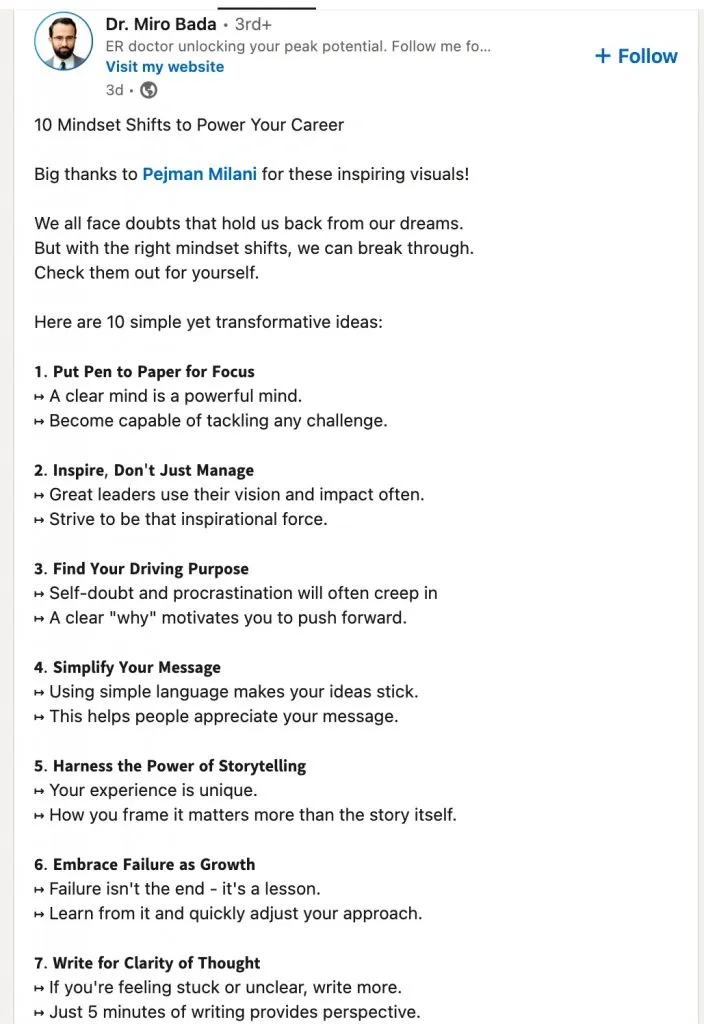 Tipos de contenido para publicar en LinkedIn: contenido motivacional