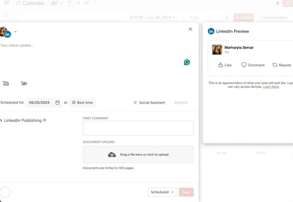 Plantilla de estrategia de marketing con publicación programada en CoSchedule